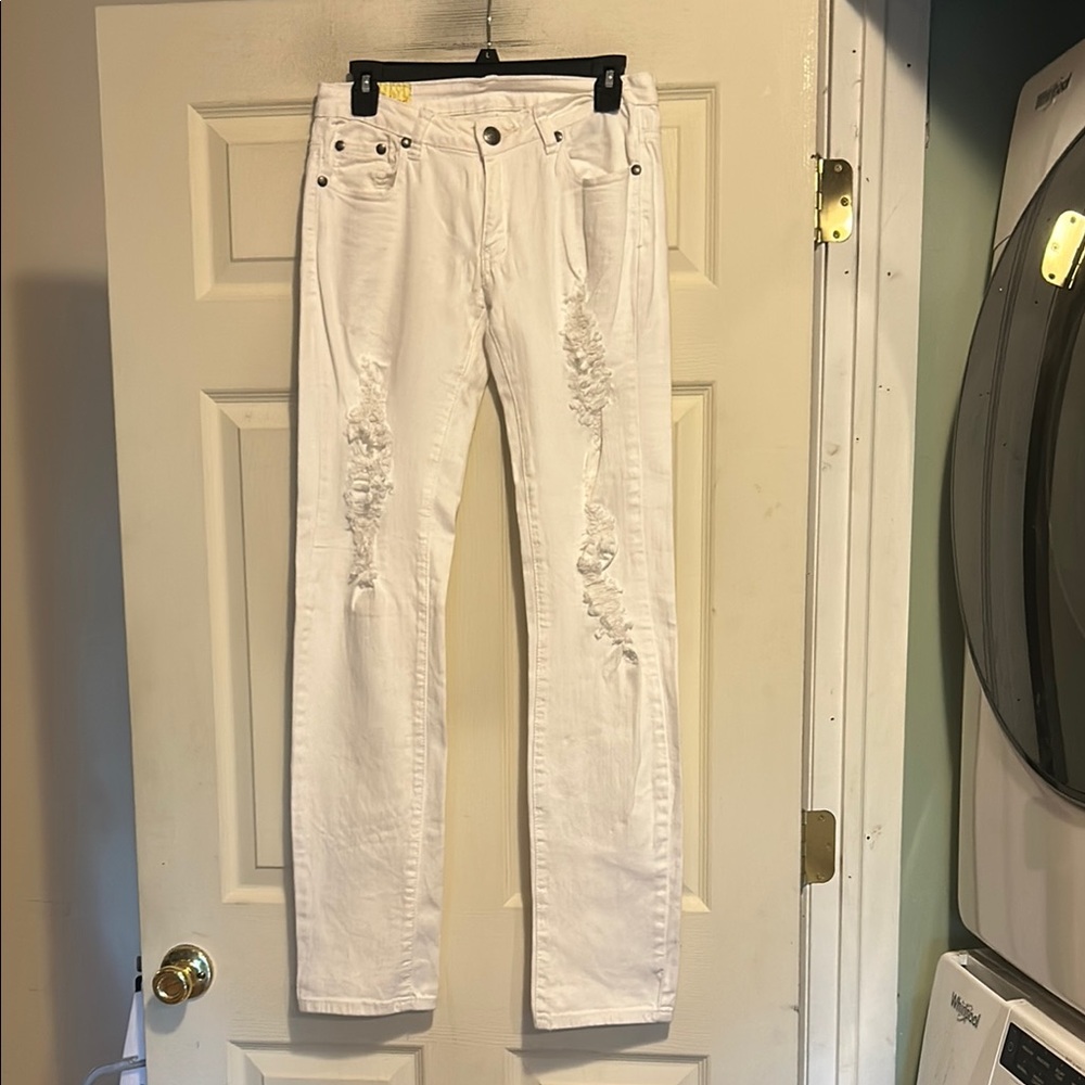 Machine Distressed White Jeans Size Juniors 11